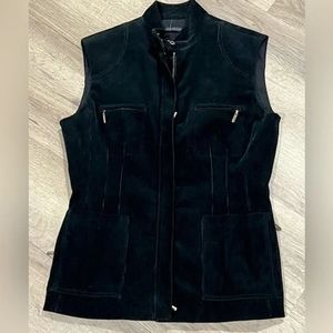 Elie Tahari Black Pleated Corduroy Vest